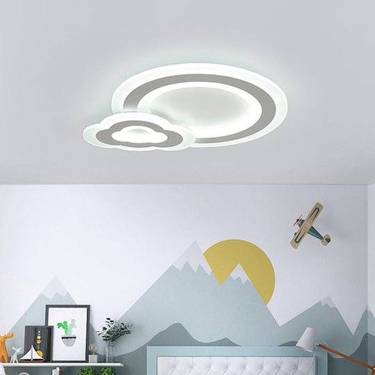 Cartoon Acrylic Kids Bedroom LED Ceiling Lamp - Star/Cloud/Loving Heart Design, Warm/White Light