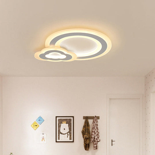 Cartoon Acrylic Kids Bedroom LED Ceiling Lamp - Star/Cloud/Loving Heart Design, Warm/White Light