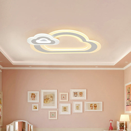 Cartoon Acrylic Kids Bedroom LED Ceiling Lamp - Star/Cloud/Loving Heart Design, Warm/White Light