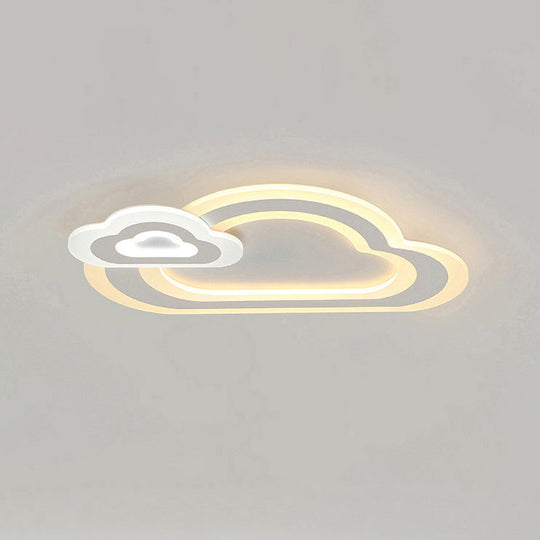 Cartoon Acrylic Kids Bedroom LED Ceiling Lamp - Star/Cloud/Loving Heart Design, Warm/White Light