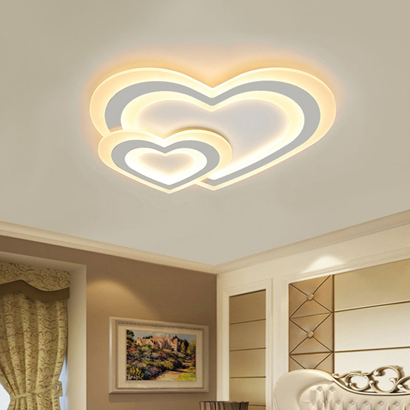 Cartoon Acrylic Kids Bedroom LED Ceiling Lamp - Star/Cloud/Loving Heart Design, Warm/White Light