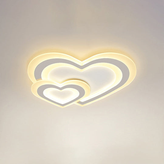 Cartoon Acrylic Kids Bedroom LED Ceiling Lamp - Star/Cloud/Loving Heart Design, Warm/White Light