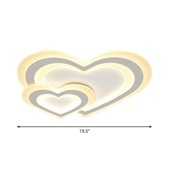 Cartoon Acrylic Kids Bedroom LED Ceiling Lamp - Star/Cloud/Loving Heart Design, Warm/White Light