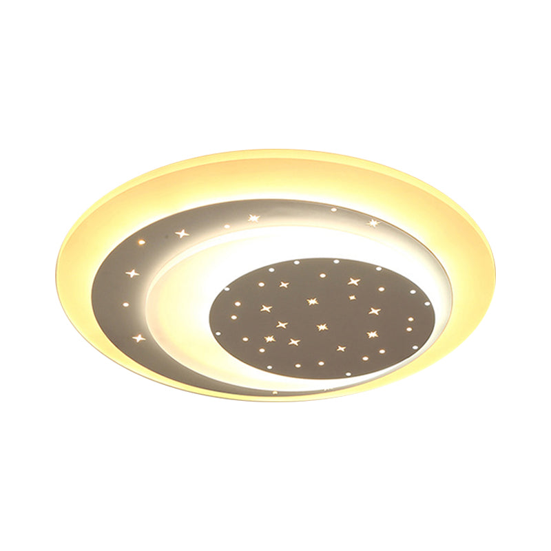 Starry Moon Night Ceiling Lighting: Modern Acrylic LED Flushmount Light (8"/19.5") - Warm/White Light