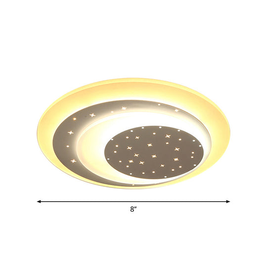 Starry Moon Night Ceiling Lighting: Modern Acrylic LED Flushmount Light (8"/19.5") - Warm/White Light