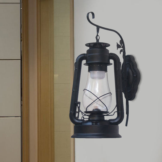 Coastal Style Wall Mounted Kerosene Light Fixture with Clear Glass - Available in Black, Bronze, or Copper
