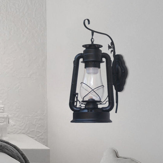 Coastal Style Wall Mounted Kerosene Light Fixture with Clear Glass - Available in Black, Bronze, or Copper