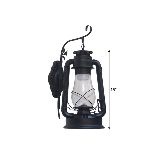 Coastal Style Wall Mounted Kerosene Light Fixture with Clear Glass - Available in Black, Bronze, or Copper
