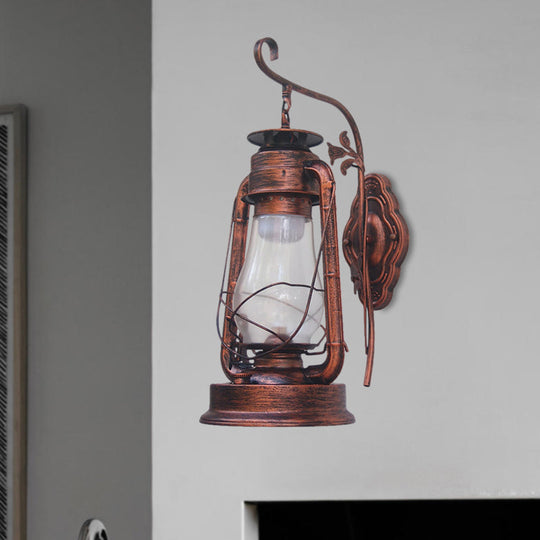 Coastal Style Wall Mounted Kerosene Light Fixture with Clear Glass - Available in Black, Bronze, or Copper