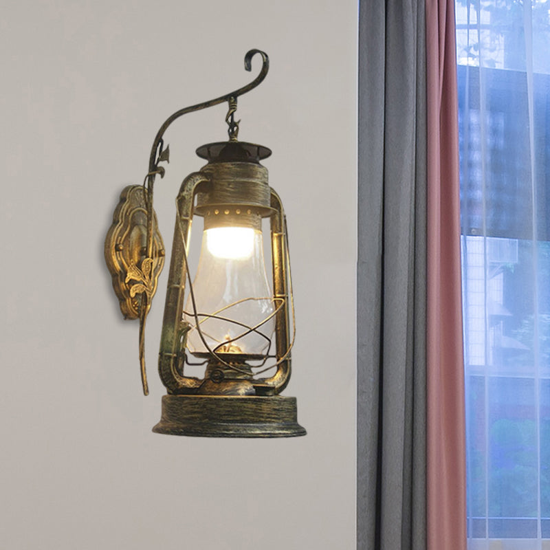 Coastal Style Wall Mounted Kerosene Light Fixture with Clear Glass - Available in Black, Bronze, or Copper