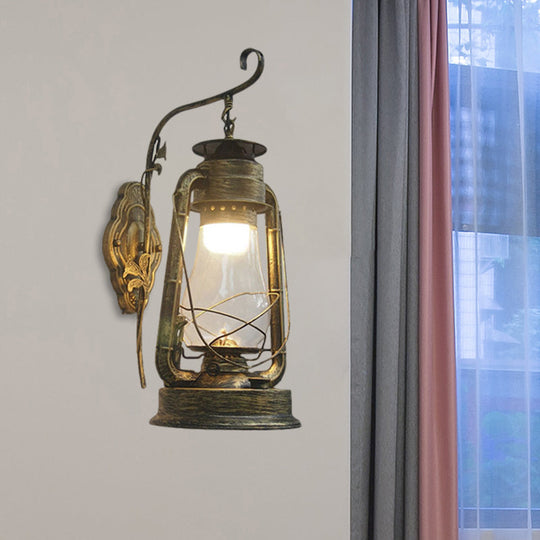Coastal Style Wall Mounted Kerosene Light Fixture with Clear Glass - Available in Black, Bronze, or Copper