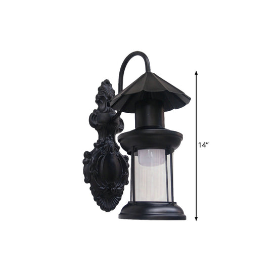 Coastal Outdoor Wall Sconce Lighting: Clear Glass Kerosene Shade with Black/Copper/Bronze Finish