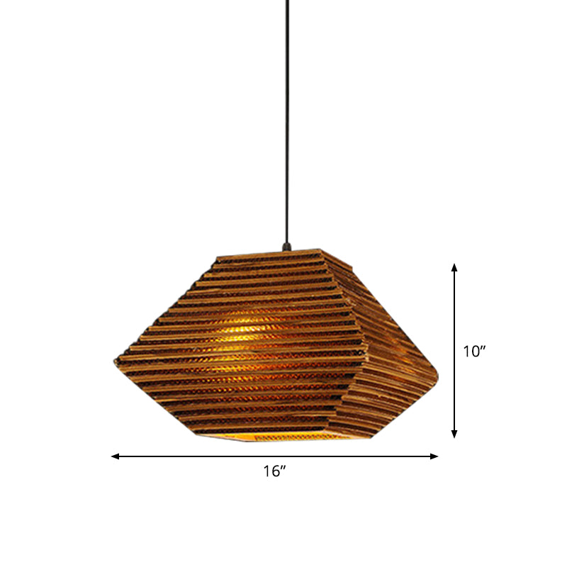 Rustic Brown Bistro Pendant Lighting with Geometric/Cylinder/Bellied Corrugated Paper Shade