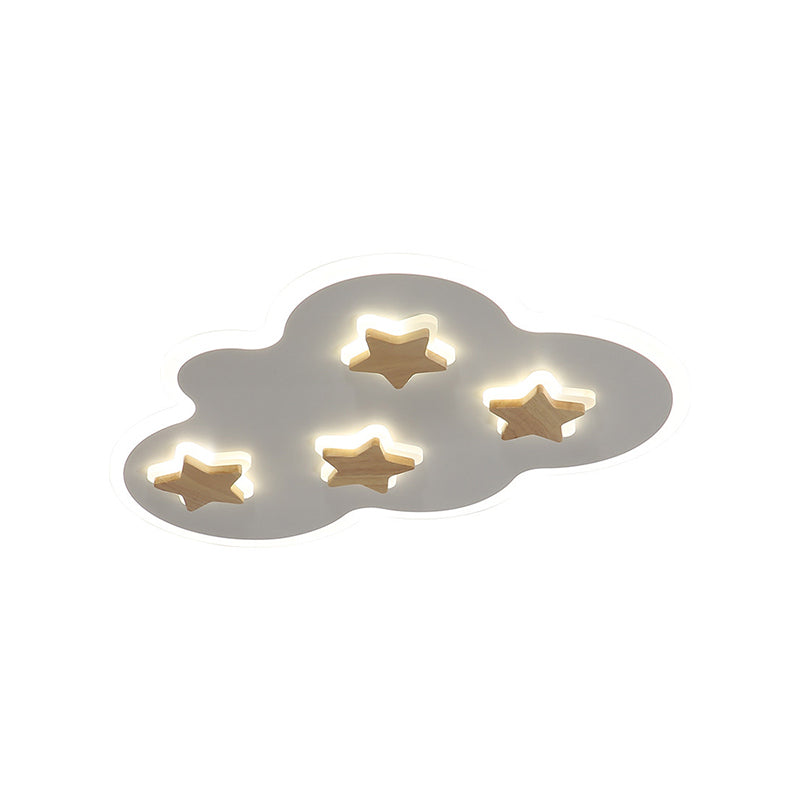 Cloud and Star Acrylic Flush Mount Ceiling Light for Kids' Bedroom - Art Deco Ceiling Fixture