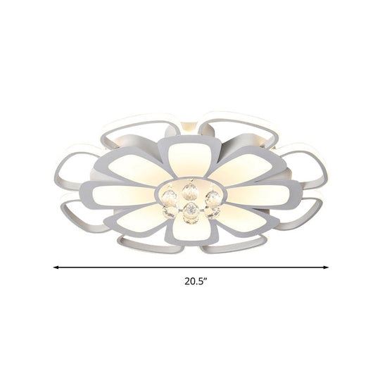 White Acrylic Blossom LED Ceiling Light - Crystal Ball Kids Lamp for Nursing Room