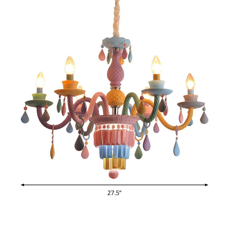 Nursing Room Chandelier: Multi-Color Pendant Light with Teardrop Glass for a Welcoming Foyer
