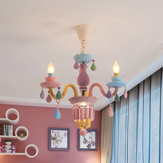 Nursing Room Chandelier: Multi-Color Pendant Light with Teardrop Glass for a Welcoming Foyer