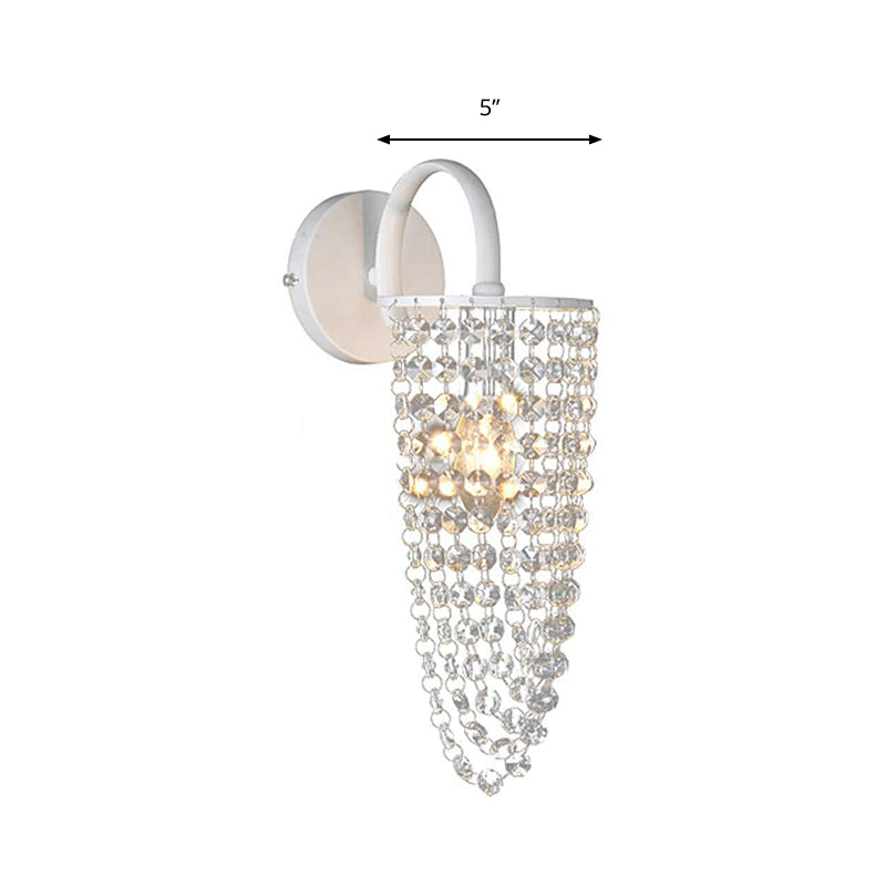 Children's White Metal Wall Sconce with Crystal Bead Accent - Stylish Lighting for Hallway