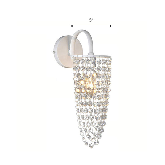 Children's White Metal Wall Sconce with Crystal Bead Accent - Stylish Lighting for Hallway