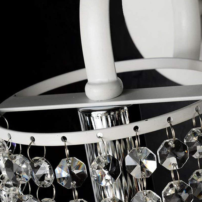 Children's White Metal Wall Sconce with Crystal Bead Accent - Stylish Lighting for Hallway