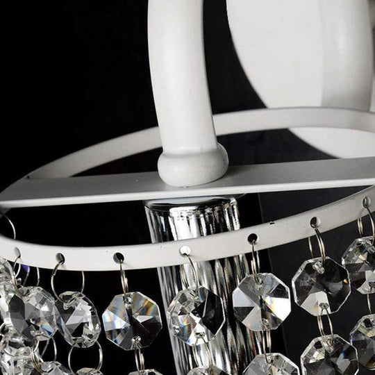 Children's White Metal Wall Sconce with Crystal Bead Accent - Stylish Lighting for Hallway