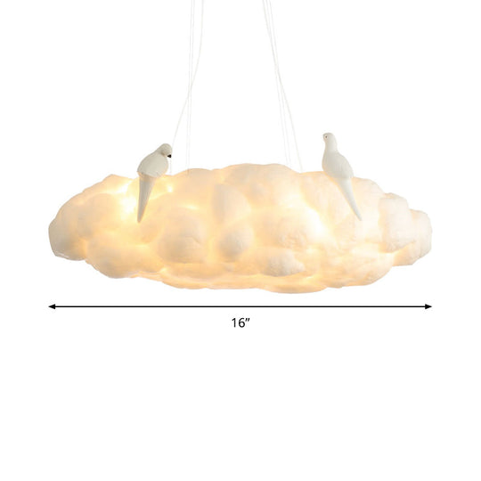 Cloud Kindergarten Chandelier: Bird Cotton Hanging Light, Contemporary Design in White