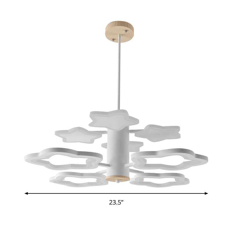 Cartoon-Themed Acrylic Star Chandelier: White 8-Head Suspension Light for Child's Bedroom