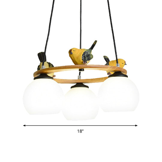 Yellow Bird Globe Chandelier: Modern Design Glass Shade for Living Room Lighting