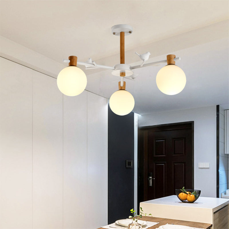 Nordic Fashion Sphere Pendant Light in White for Dining Room