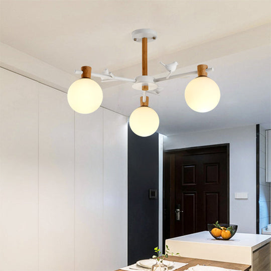 Nordic Fashion Sphere Pendant Light in White for Dining Room