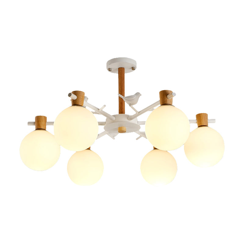 Nordic Fashion Sphere Pendant Light in White for Dining Room