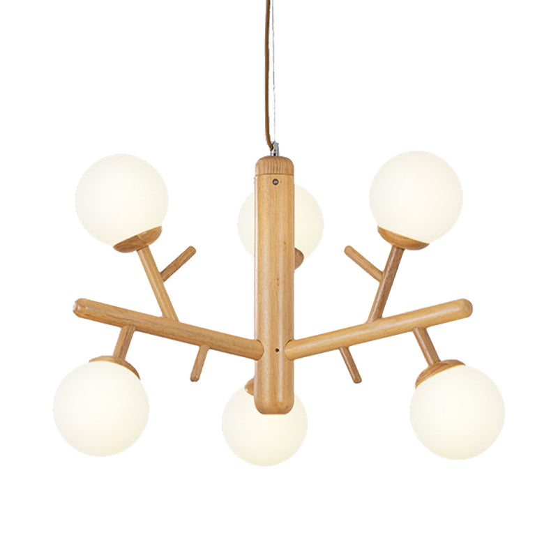 Nordic Modern Wooden White Hanging Chandelier - Ceiling Pendant Light for Dining Room