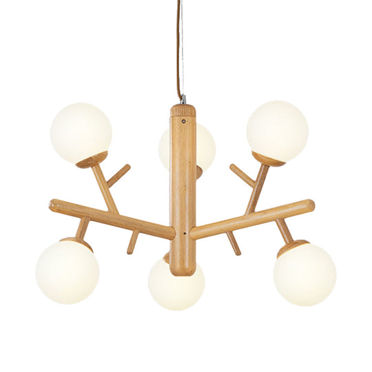 Nordic Modern Wooden White Hanging Chandelier - Ceiling Pendant Light for Dining Room