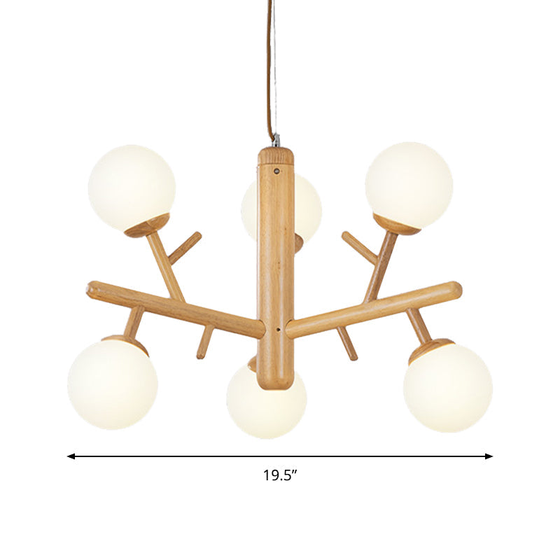Nordic Modern Wooden White Hanging Chandelier - Ceiling Pendant Light for Dining Room