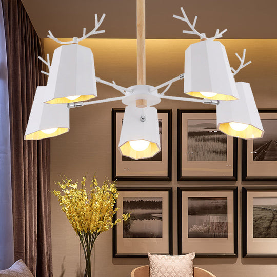 Antler Pendant Light with Tapered Shade: Modern Metal Nordic Lighting Fixture