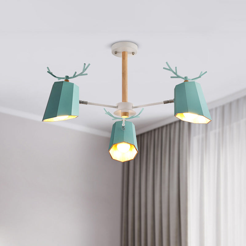 Antler Pendant Light with Tapered Shade: Modern Metal Nordic Lighting Fixture