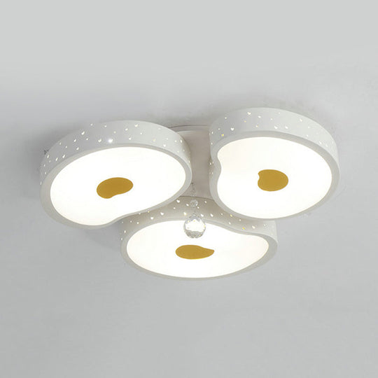 Acrylic Petal Ceiling Mount Light with Crystal Ball Kids  LED Ceiling Lamp in White for Living Room