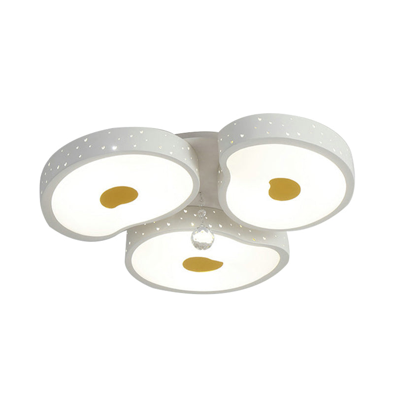 Acrylic Petal Ceiling Mount Light with Crystal Ball Kids  LED Ceiling Lamp in White for Living Room