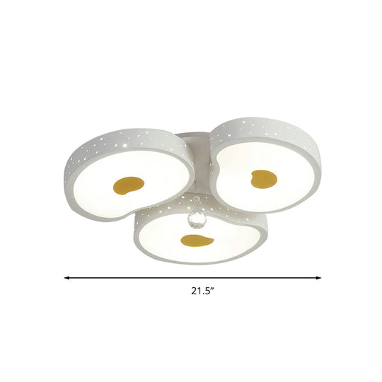 Acrylic Petal Ceiling Mount Light with Crystal Ball Kids  LED Ceiling Lamp in White for Living Room