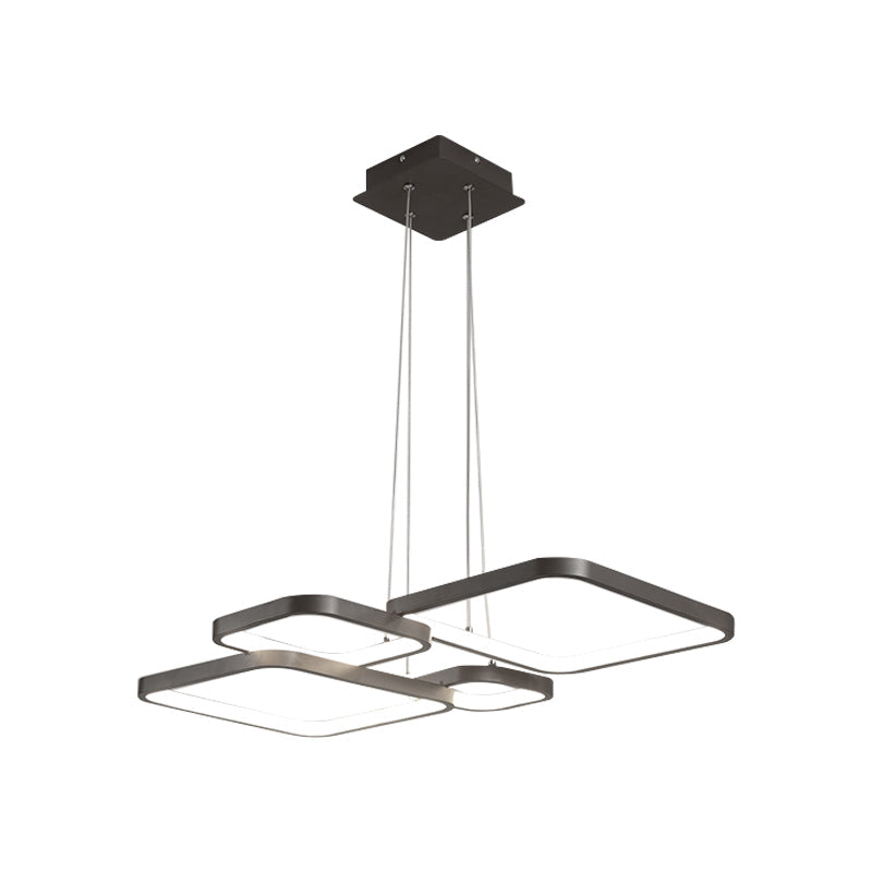 Modern Brown 4/5 Tiered Chandelier with Square Acrylic LED Pendant - Warm/White Lighting