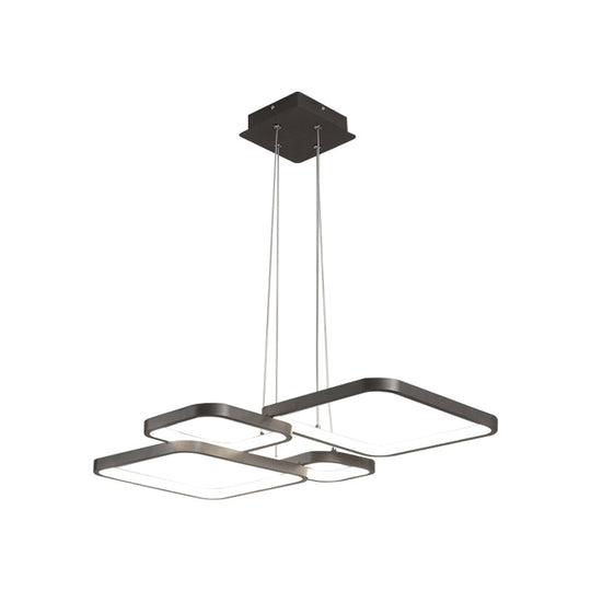 Modern Brown 4/5 Tiered Chandelier with Square Acrylic LED Pendant - Warm/White Lighting