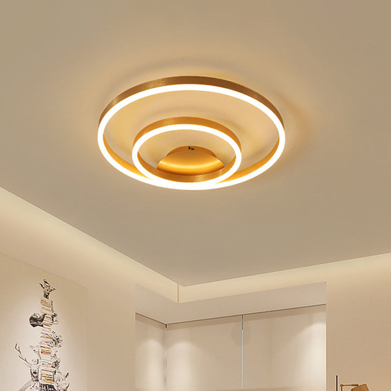 Simplistic Acrylic LED Ceiling Light in Gold - Small/Large Bedroom Flush Mount