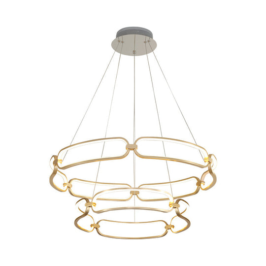 Metal Gold LED Pendant Light - 1/2-Tiered Wristlet Shaped Chandelier - Simple & Stylish - Small/Large