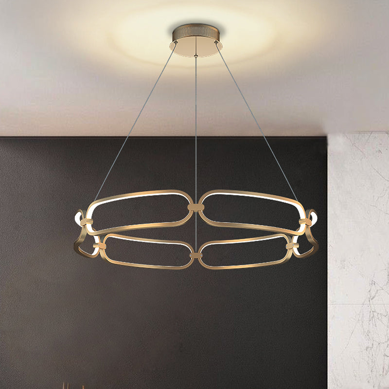 Metal Gold LED Pendant Light - 1/2-Tiered Wristlet Shaped Chandelier - Simple & Stylish - Small/Large