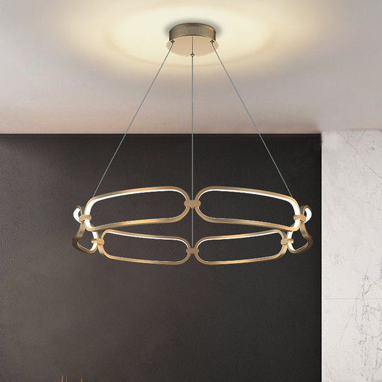 Metal Gold LED Pendant Light - 1/2-Tiered Wristlet Shaped Chandelier - Simple & Stylish - Small/Large