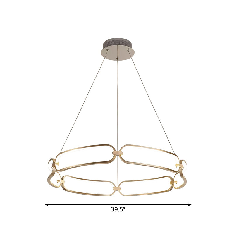 Metal Gold LED Pendant Light - 1/2-Tiered Wristlet Shaped Chandelier - Simple & Stylish - Small/Large
