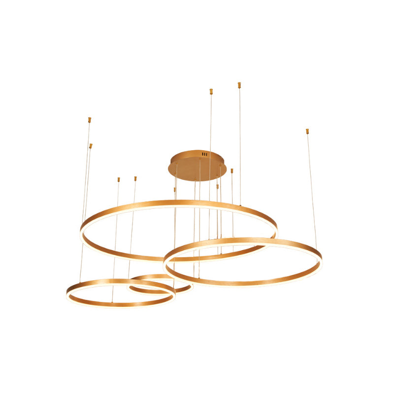 Minimalist Metal Bubble Ring Chandelier: 4-Light LED Suspension Light in Black/Gold/Coffee
