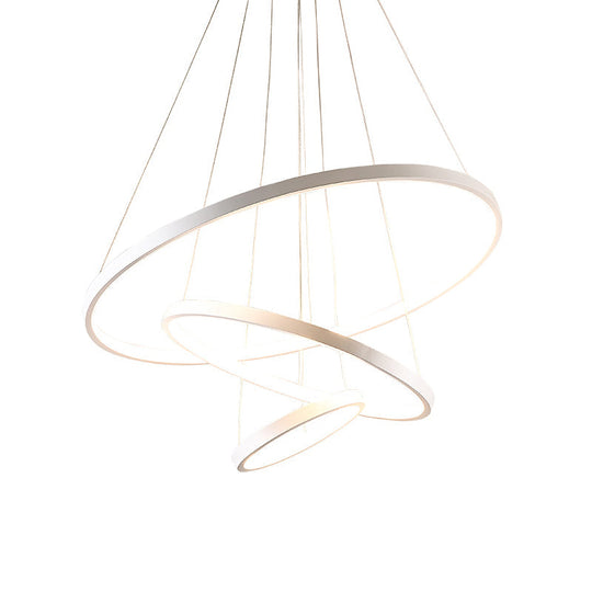 Modern 3-Ring LED Ceiling Chandelier: Acrylic Pendant Light in Black/White/Gold