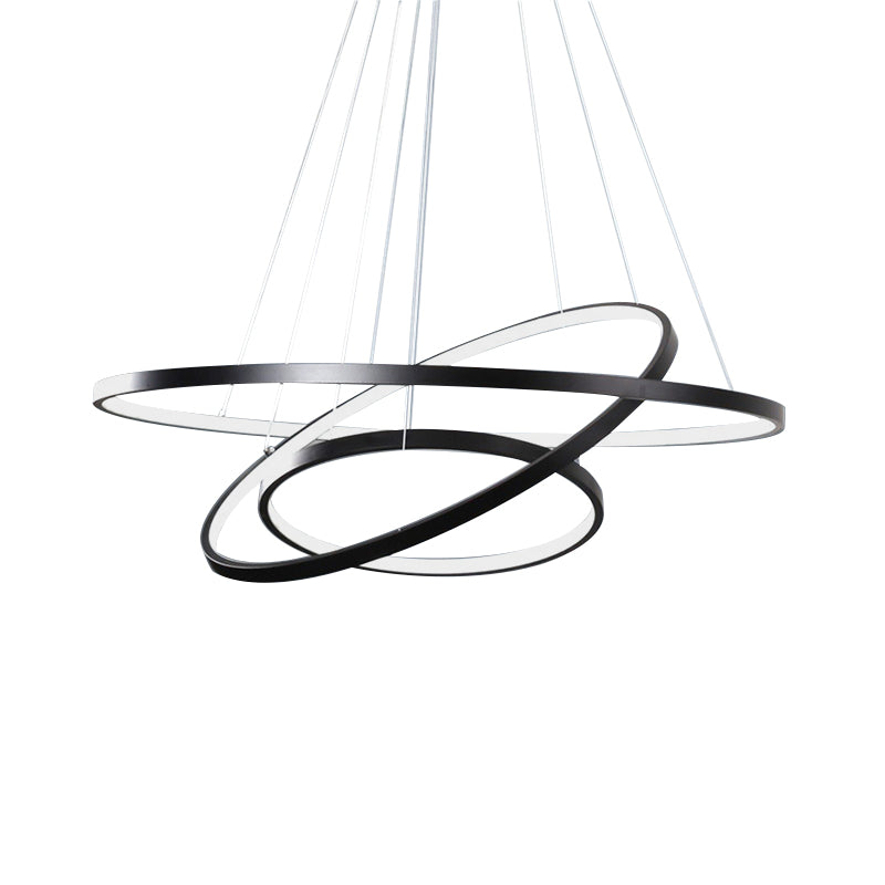 Modern 3-Ring LED Ceiling Chandelier: Acrylic Pendant Light in Black/White/Gold