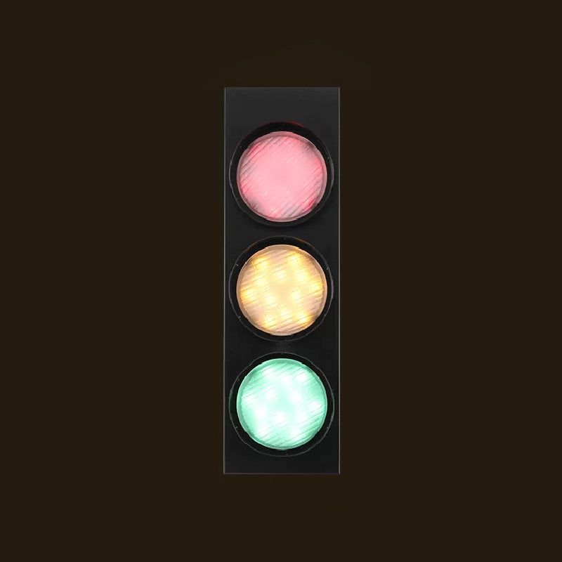 Modern Black Metallic Traffic Light Wall Sconce with 3 Lights - Aisle Wall Mount